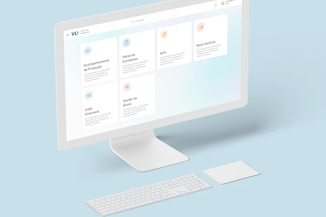 VLI's Centro de Inteligência new home screen showcasing features.