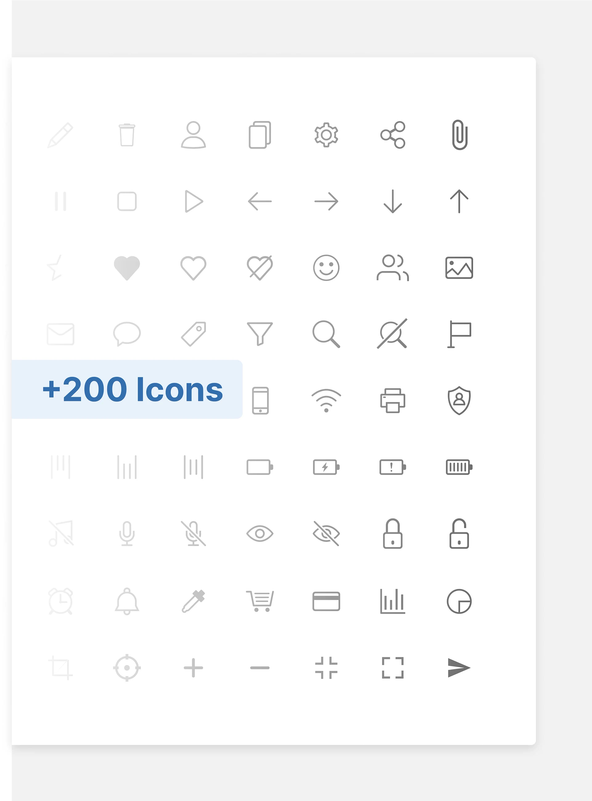 The icon library, laid out on its drawing grid